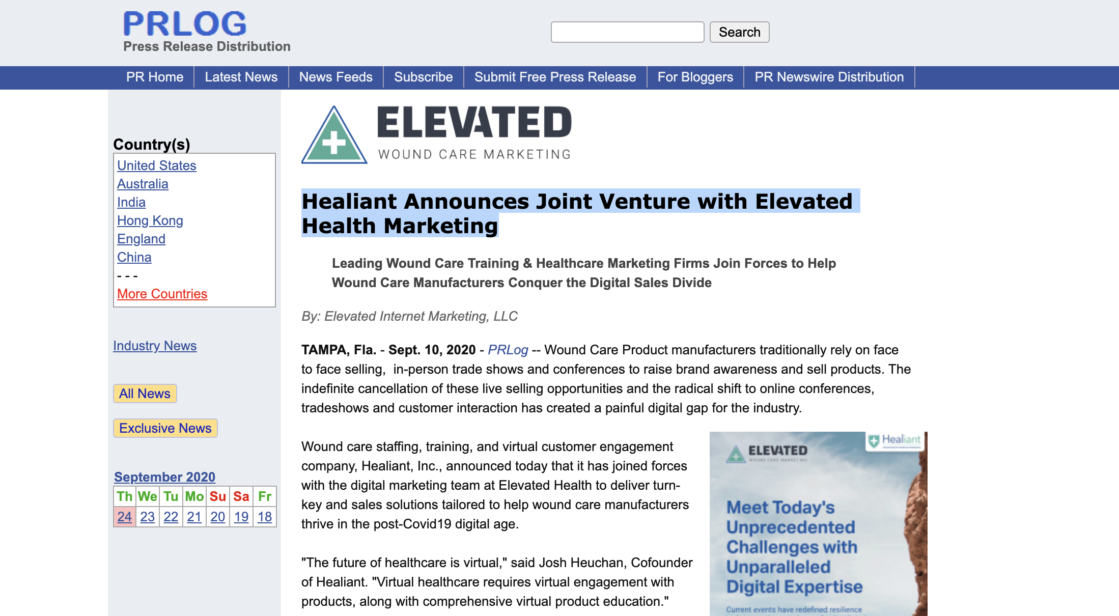 Healiant Announces Joint Venture with Elevated Health Marketing